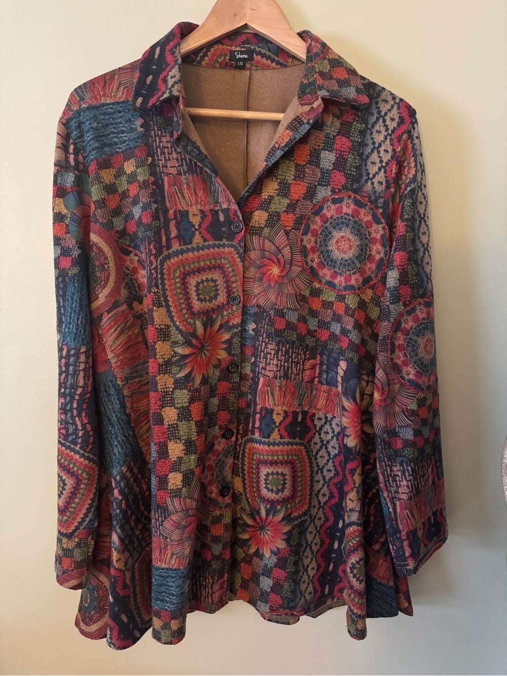 Shana Multicolor Patchwork Button-Front Women's Top